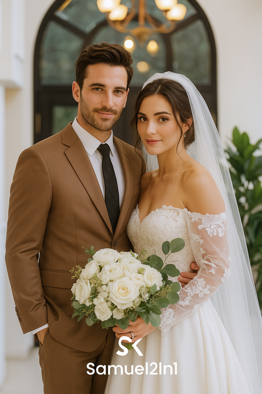 Caramel Brown Wedding Suit – Modern Groom Attire by Samuel2in1