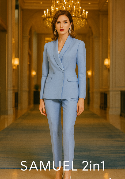 Women’s Light Blue Tailored Suit – Made to Order | Samuel2in1