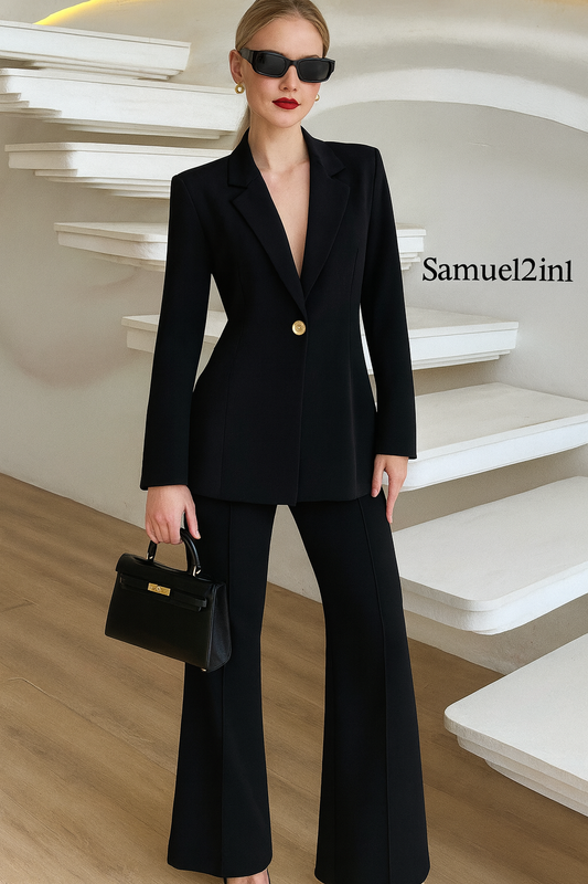 Made-to-Order Women’s Black Suit – Premium Tailored Pantsuit by Samuel2in1