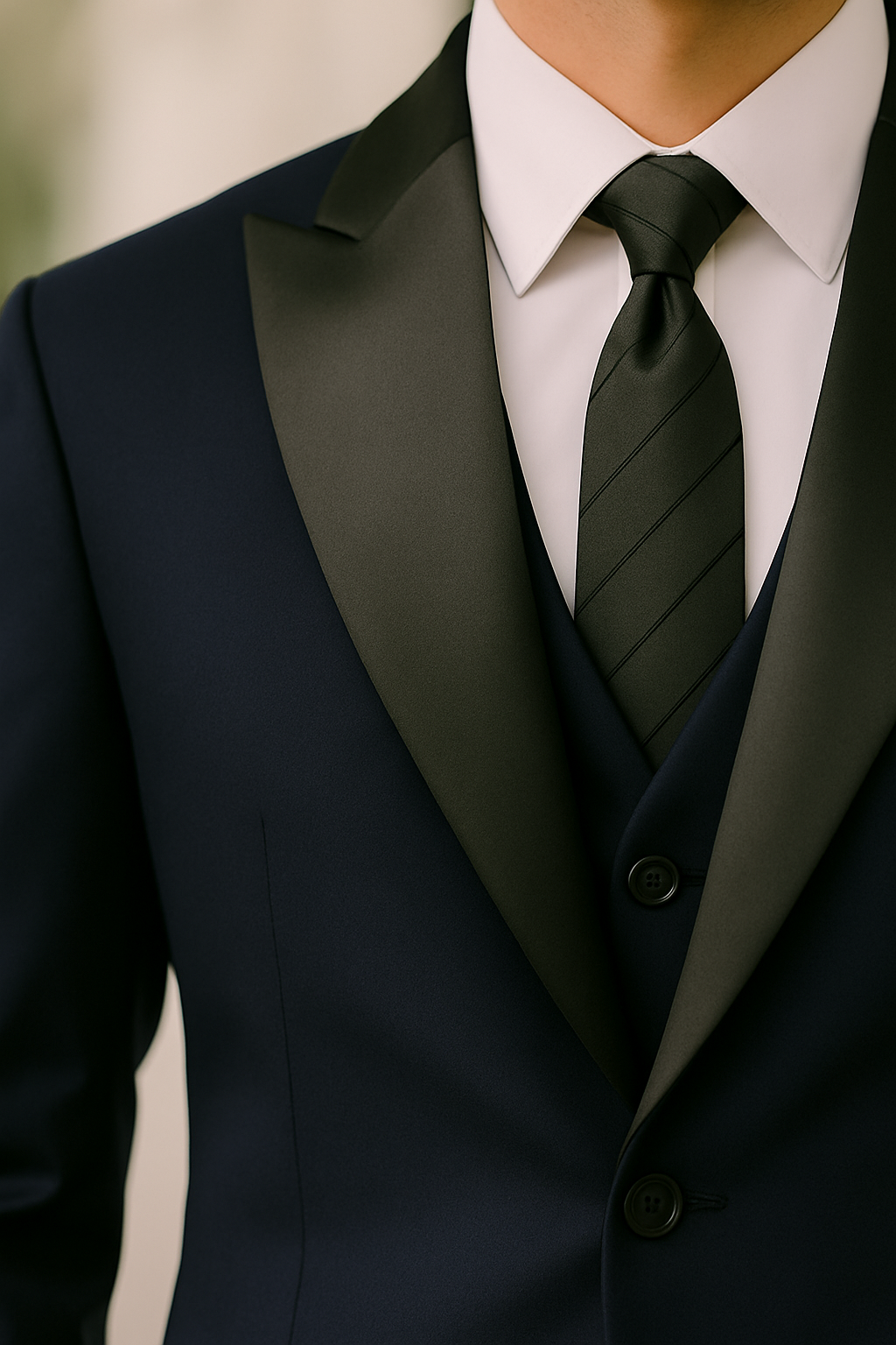 Samuel2in1 Made to Order – Navy Blue Peak Lapel 3-Piece Suit | Luxury Formalwear