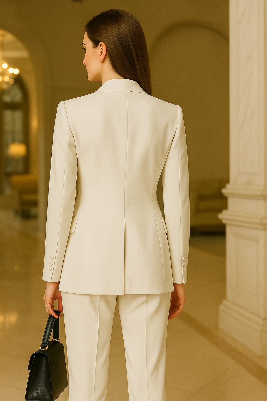 Made-to-Order White Double-Breasted Cashmere Women’s Suit | Samuel2in1 Tailoring