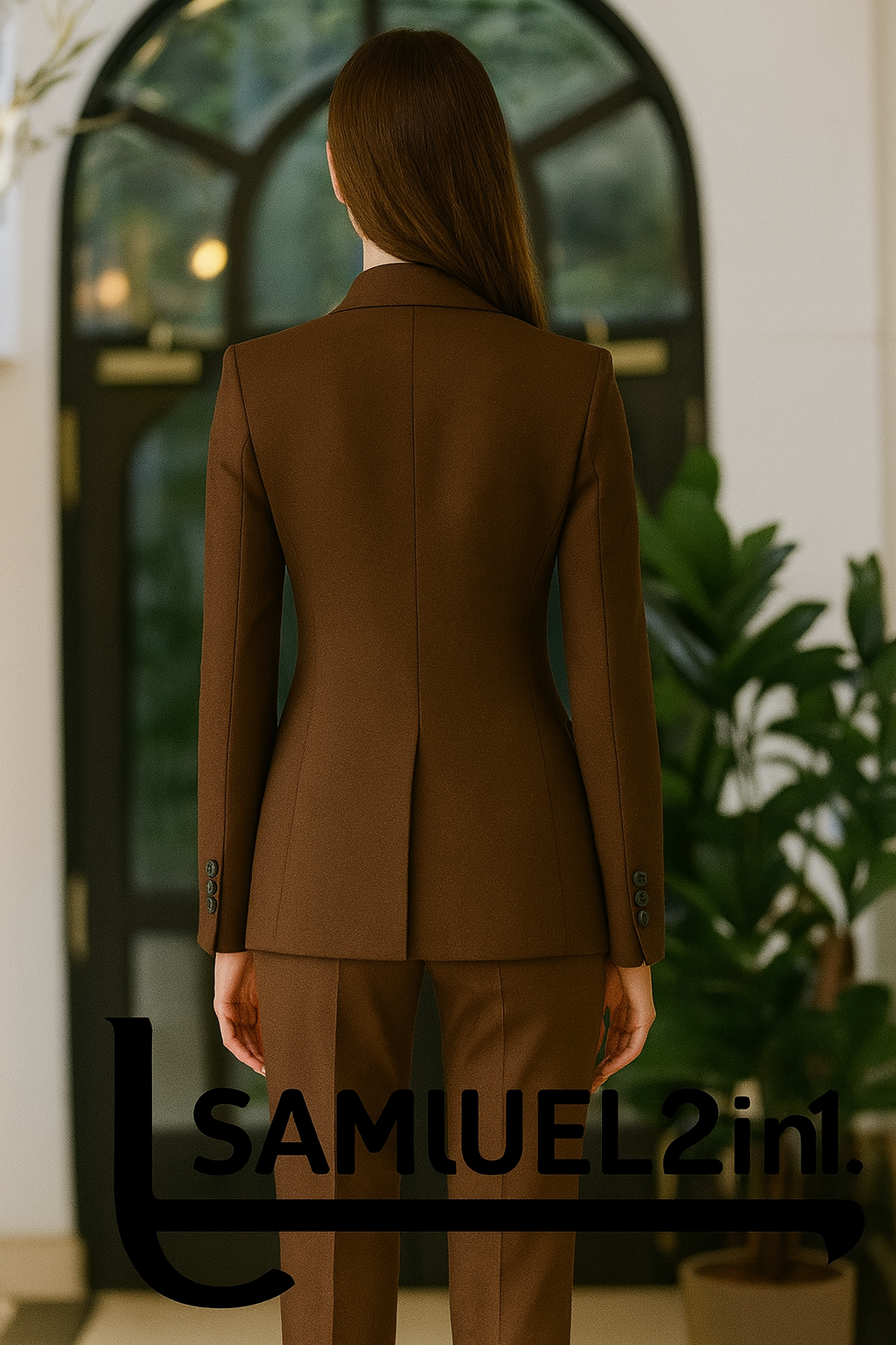 Title (SEO Friendly) Made-to-Order Brown Three-Piece Women's Suit | Premium Cashmere Tailoring | Samuel2in1