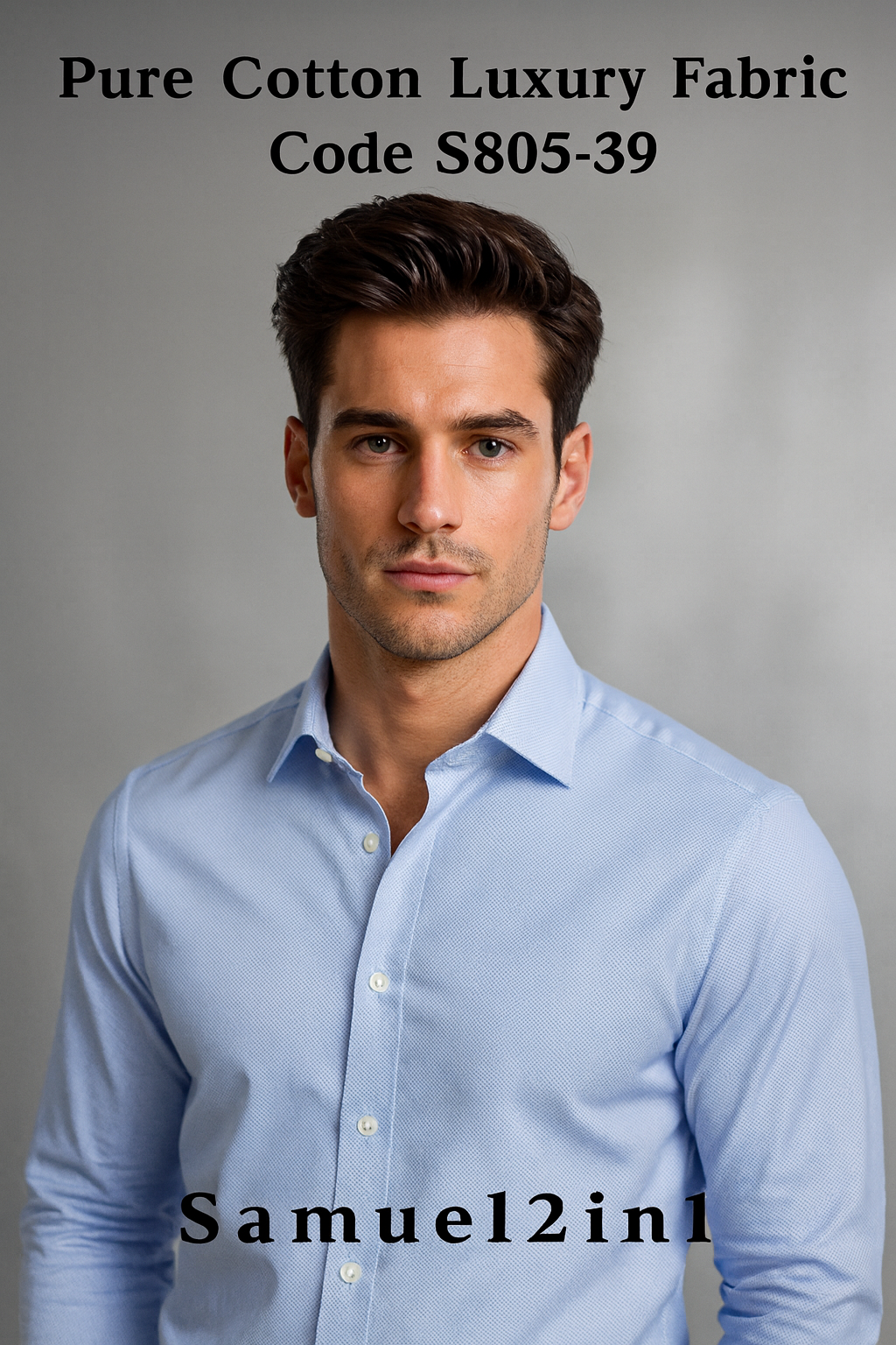 Pure Cotton Luxury Shirting Fabric – Code S805-39 (Light Blue)