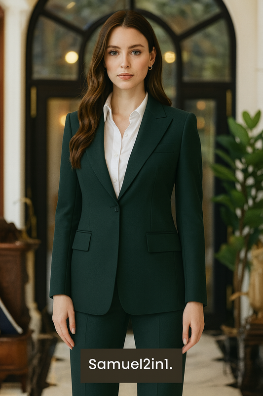 Dark Green Women’s Two-Piece Suit – Tailored Blazer & Trousers | Samuel2in1