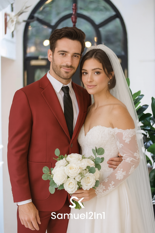 Burgundy Wedding Suit – Modern Made to Order Groom Attire