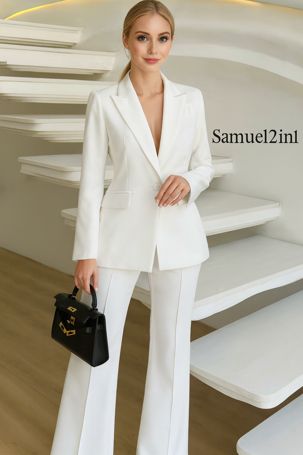 Made-to-Order Women’s White Cashmere Suit – Elegant Tailored Fit