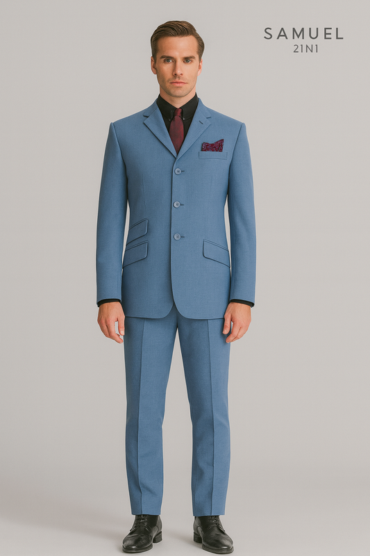 Samuel2in1 Blue Classic Mod Suit – Premium Tailored Elegance