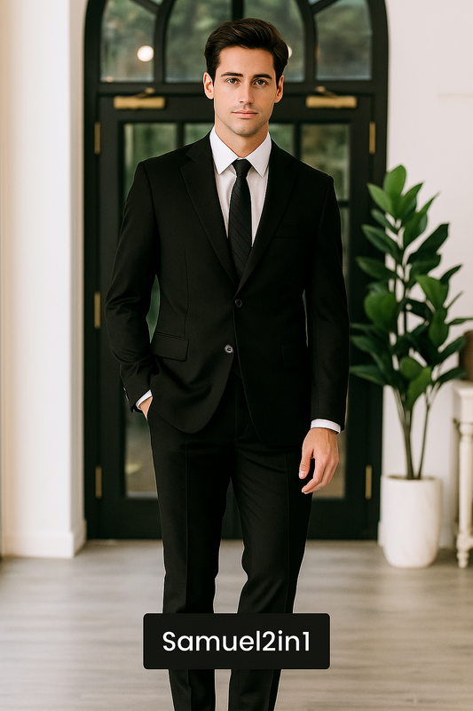 Samuel2in1 Made to Order – Classic Black Single-Breasted Suit with Notch Lapel