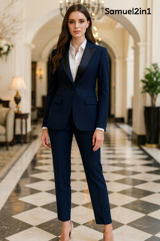 Navy Blue Women’s Tailored Suit | Elegant Formal Wear by Samuel2in1