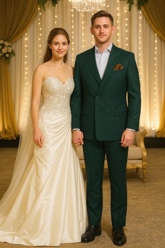 Emerald Green Double-Breasted Cashmere Wedding Suit – Luxury Groom Attire by Samuel2in1