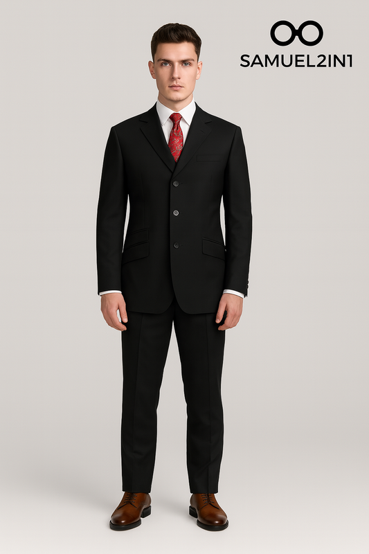 Men’s Classic Black Suit – Samuel2in1
