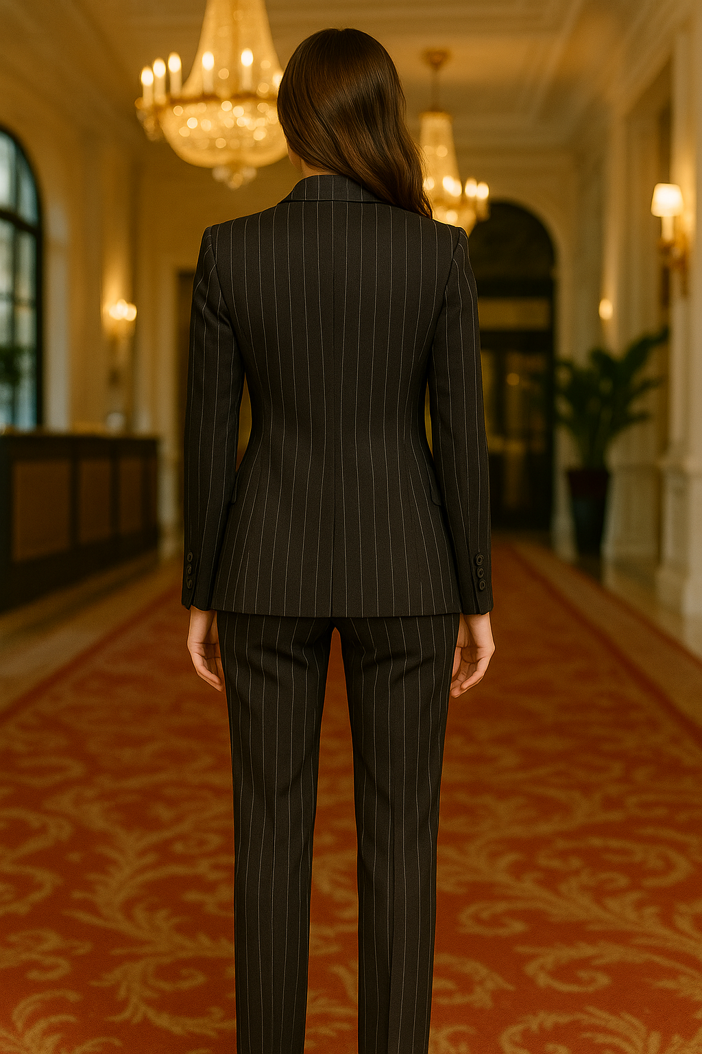 Elegant Pinstripe Women’s Suit | Premium Office Wear by Samuel2in1