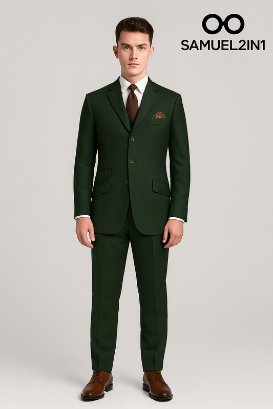 Samuel2in1 Green Suit – Classic Dark Green 3-Piece Suit for Men | Formal & Wedding Wear