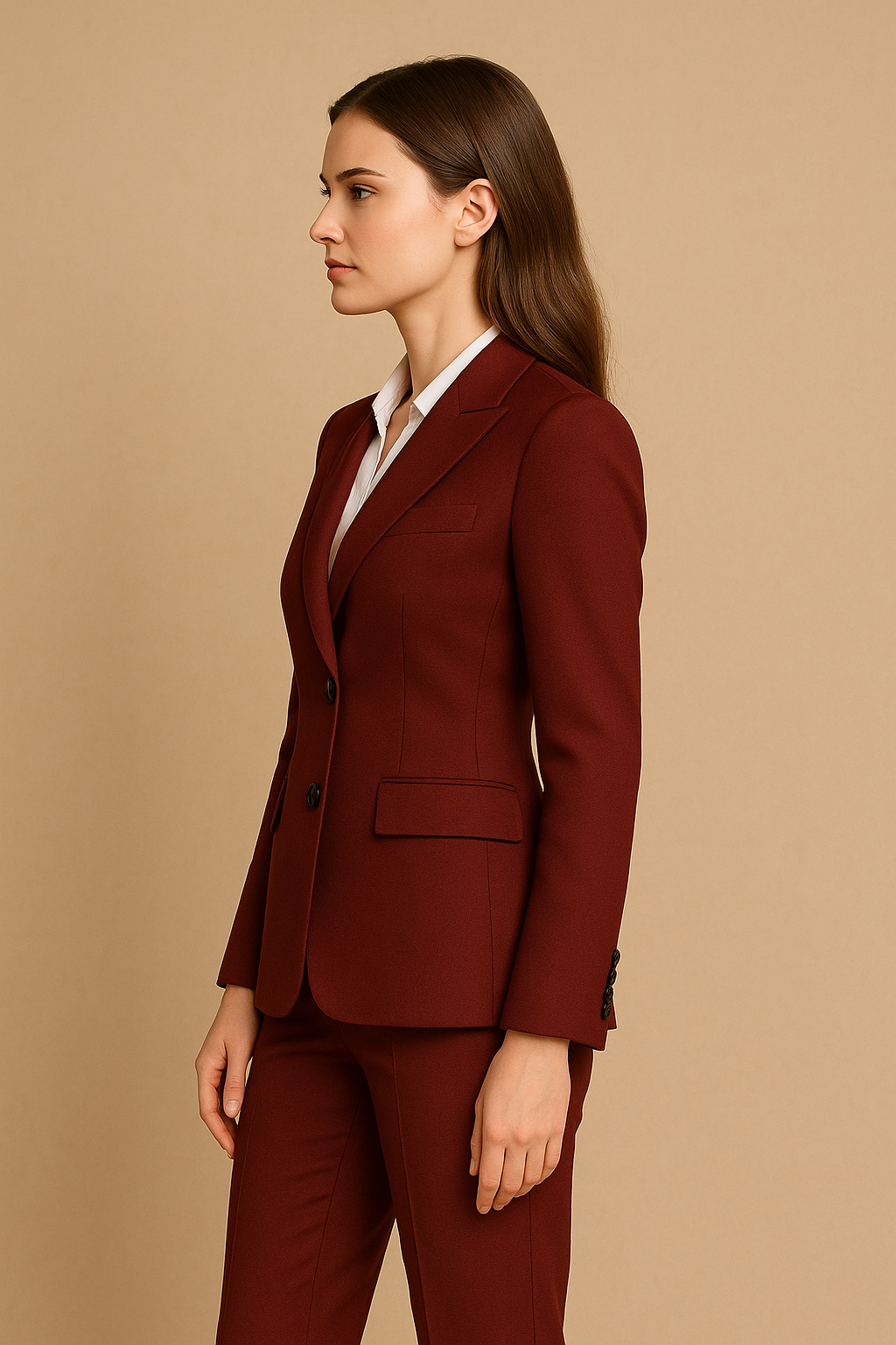Burgundy Women’s Classic Single-Breasted Suit – Samuel2in1 Premium Tailoring