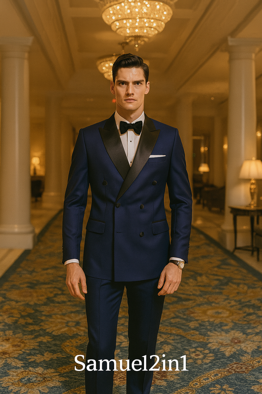 Samuel2in1 Double-Breasted Navy Tuxedo – Made to Order Luxury Men’s Formal Suit